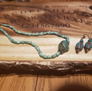 Turquoise necklace and earrings